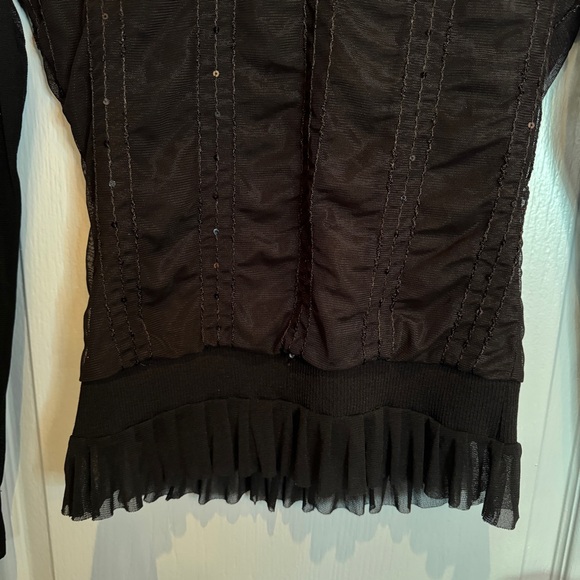 VTG Vitae Goth Witchy Fairy Mesh Top Sz S Black Sequin Whimsigoth Retro Vampire - Picture 4 of 12